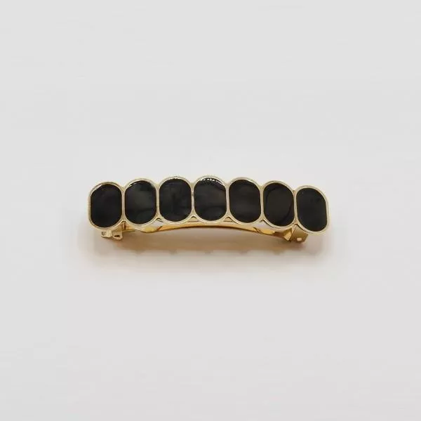 GYPSO I Enamelled geometric hair clip - Paola - Gold - Black