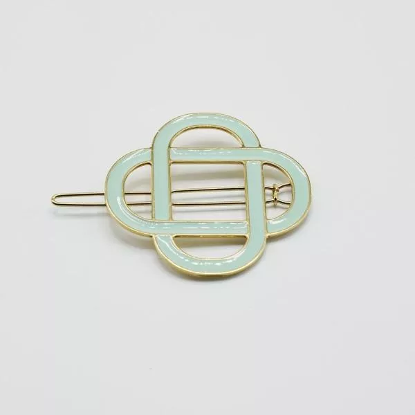 GYPSO I Enamelled fine hair clip - Clemence - Doré - Vert Sauge