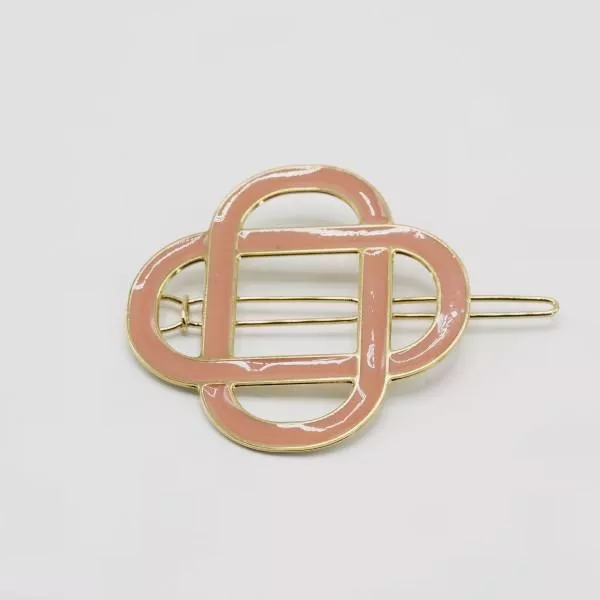 GYPSO I Enamelled fine hair clip - Clemence - Doré - Terracotta