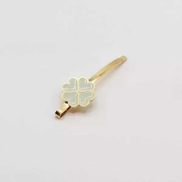 GYPSO I Enamelled hair clip - Valentine - Gold - Sage Green