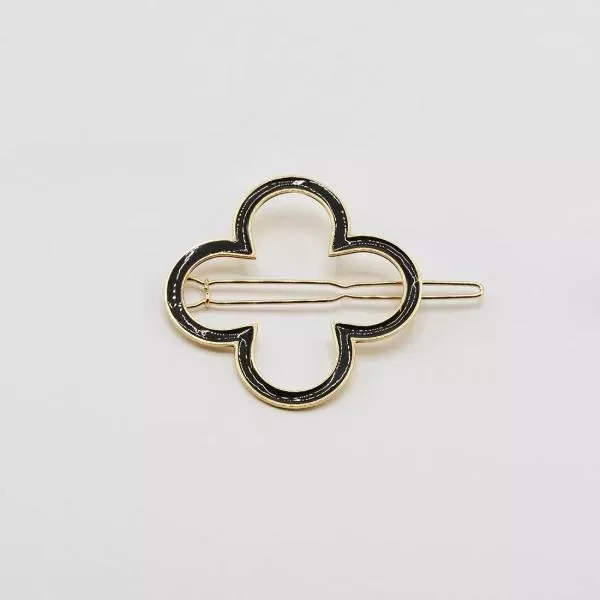 GYPSO I Enamelled fine hair clip - Charlotte - Gold - Black