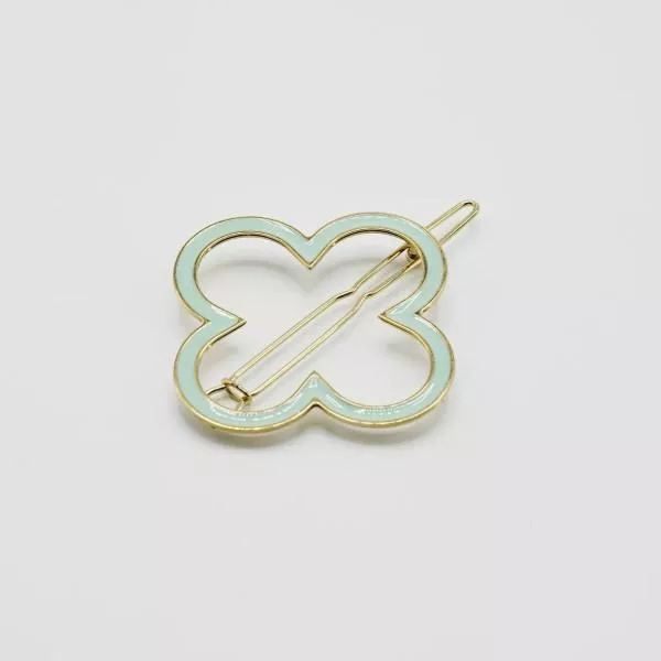 GYPSO I Enamelled fine hair clip - Charlotte - Golden - Sage Green