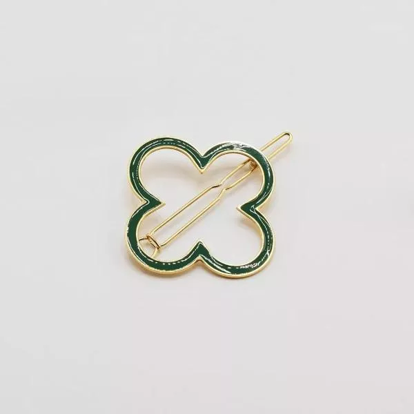 GYPSO I Enamelled fine hair clip - Charlotte - Doré - Bleu Canard