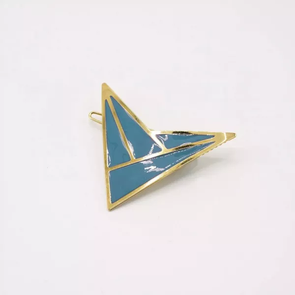 GYPSO I Enamelled geometric triangle hair clip - Zoe - Gold - Duck Blue