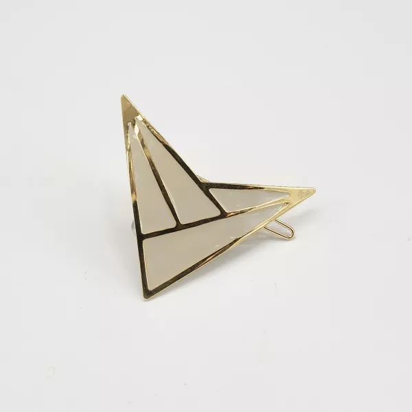 GYPSO I Enamelled geometric triangle hair clip - Zoé - Gold - Champagne