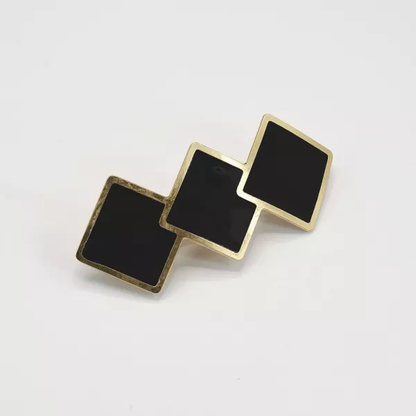 GYPSO I Enamelled geometric hair clip - Romy - Gold - Black