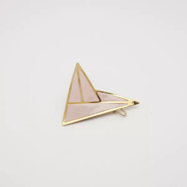 GYPSO I Enamelled geometric triangle hair clip - Zoe - Gold - Powder Pink