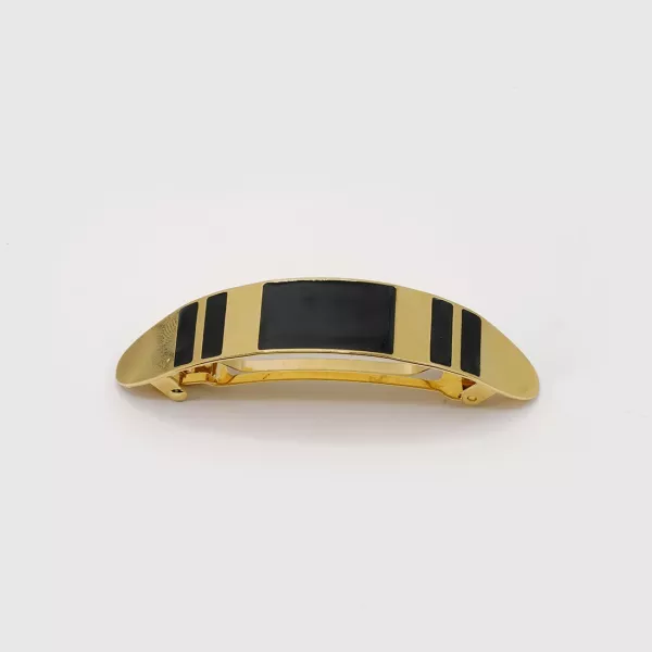 GYPSO I Hair clip, large, enamelled - Yuta - Brushed Gold - Black