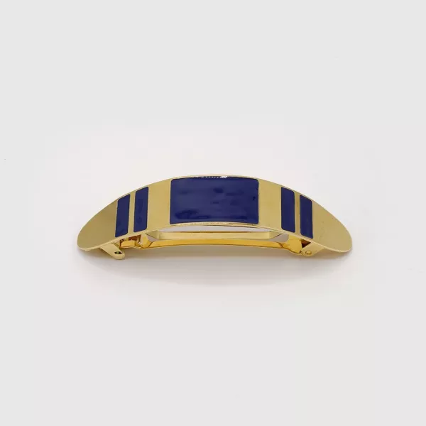 GYPSO I Hair clip, large, enamelled - Yuta - Brushed Gold - Navy Blue